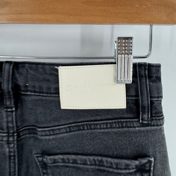 Carly Jean Los Angeles Wide Cropped Black Jeans High Rise Raw Hem Size 3 (27) - Picture 7 of 9